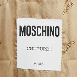 Moschino Couture Dark Beige Mirror Work Embroidery Cotton Blend Trench Coat XL