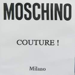 مملوكة مسبقًا Moschino Couture Blue Crepe Heart Brooch Detail Wide Leg Trousers M
