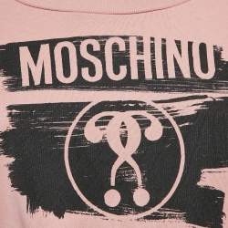 Moschino Pink Printed Cotton Knit Crop Sweatshirt S