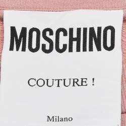 Moschino Pink Printed Cotton Knit Crop Sweatshirt S