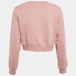 Moschino Pink Printed Cotton Knit Crop Sweatshirt S