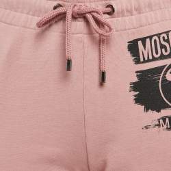 Moschino Pink Logo Print Cotton Sweatpants S