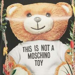 Pre Owned Moschino Couture Black Teddy Print Jersey Pleated Mini Dress XS