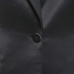 Pre Owned Moschino Couture Black Satin No Smoking Applique Detail Blazer M