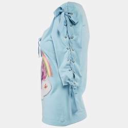 Moschino Couture Blue Little Pony Print Jersey Lace-Up Top S