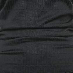 Pre Owned Moschino Couture  Black Monogram Jersey Ruched Sleeveless Midi Dress S