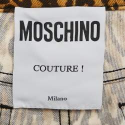 Pre Owned Moschino Couture Brown Leopard Print Cotton Pants L