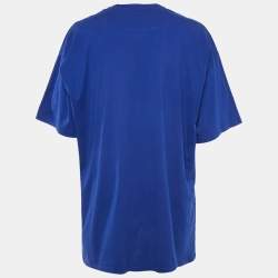 Pre Owned Moschino Couture Blue Logo Print Jersey Loose Fit T-Shirt L