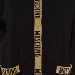 Pre Owned Moschino Couture Black Lurex Logo Detail Knit Dress & Cardigan Set M