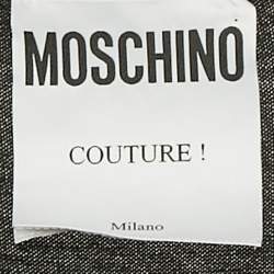 Pre Owned Moschino Couture Black Wool Knit Neck Embellished Mini Dress M