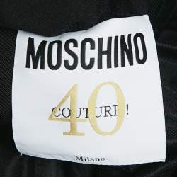 Pre Owned Moschino Couture Black Feather Trim Crepe and Silk Draped Detail Mini Dress S