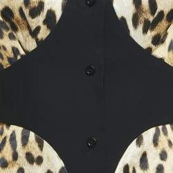 Pre Owned Moschino Couture Brown Leopard Print Cotton Blend Shirt Dress S