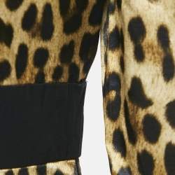 Pre Owned Moschino Couture Brown Leopard Print Cotton Blend Shirt Dress S
