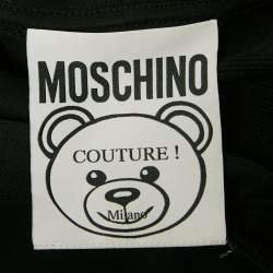 Pre Owned Moschino Couture Black Jewel Teddy Cotton Knit Hoodie S