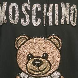 Pre Owned Moschino Couture Black Jewel Teddy Cotton Knit Hoodie S