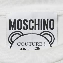 Pre Owned Moschino Couture White Cotton Printed Crew Neck T-Shirt S