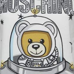 Pre Owned Moschino Couture White Cotton Printed Crew Neck T-Shirt S
