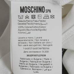 Moschino Couture White Logo Print Cotton Crew Neck T-Shirt L