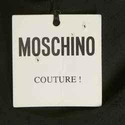Pre Owned Moschino Couture Black Biker Bag Print Silk Wrap DressM