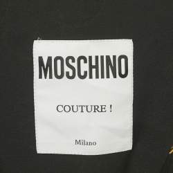 Pre Owned Moschino Couture Black Biker Bag Print Silk Wrap DressM