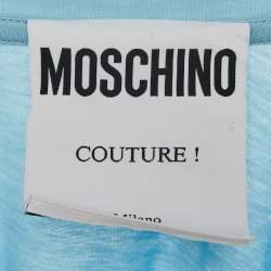 Pre Owned Moschino Couture Blue Little Pony Print Jersey T-Shirt M