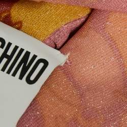 Pre Owned Moschino Couture Pink Printed Lurex Jersey Sequin Trim Jumpsuit XS