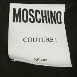 Pre Owned Moschino Couture Black Logo & Chain Print Crepe Mini Skirt M