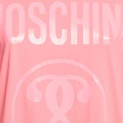 Pre Owned Moschino Couture Pink Logo Print Jersey T-Shirt XS