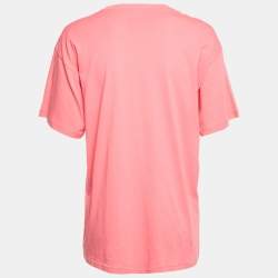 Pre Owned Moschino Couture Pink Logo Print Jersey T-Shirt XS