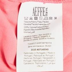 Pre Owned Moschino Couture Pink Logo Print Jersey T-Shirt XS