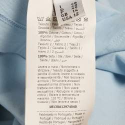 Pre Owned Moschino Couture Blue Pony Print Cotton Knit Lace-Up Detail Top L