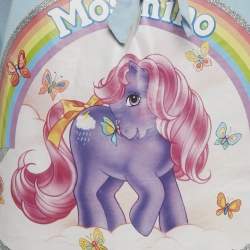 Pre Owned Moschino Couture Blue Pony Print Cotton Knit Lace-Up Detail Top L