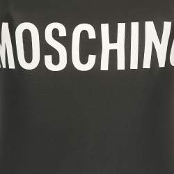 Pre Owned Moschino Couture Black Logo Print Jersey Swimsuit S