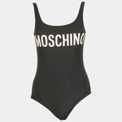 مملوكة مسبقًا Moschino Couture Black Logo Print Jersey Swimsuit S