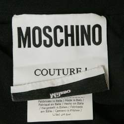 Pre Owned Moschino Couture Black Logo Print Jersey Swimsuit S