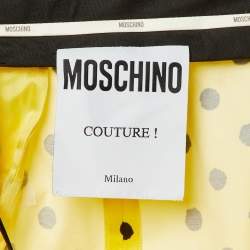 Pre Owned Moschino Couture Yellow Polka Dot Cotton Straight Fit Trousers M