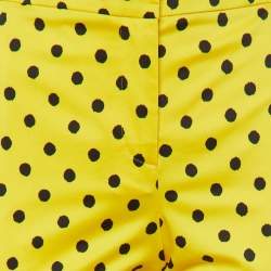 Pre Owned Moschino Couture Yellow Polka Dot Cotton Straight Fit Trousers M