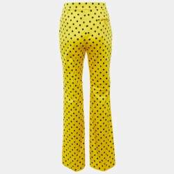 Pre Owned Moschino Couture Yellow Polka Dot Cotton Straight Fit Trousers M