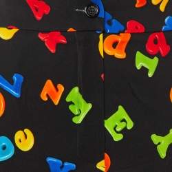 Pre Owned Moschino Couture Black Letter Print Crepe Shorts M