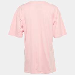 Pre Owned Moschino Couture Pink Glitter Teddy Applique Cotton T-Shirt S