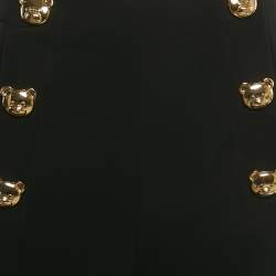 Pre Owned Moschino Couture Black Crepe Teddy Button Trousers S