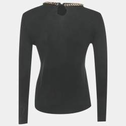 مملوكة مسبقًا Moschino Couture  Black Logo Neck Detail Cotton Sweatshirt S