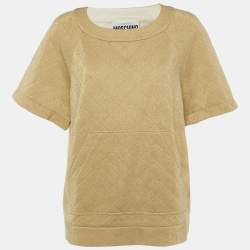 Pre Owned Moschino Couture Gold Metallic Quilted Knit Top M