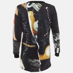 Pre Owned Moschino Couture Multicolor Printed Cotton Sweatshirt Mini Dress XS