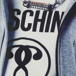 Pre Owned Moschino Couture Multicolor Printed Cotton Sweatshirt Mini Dress XS