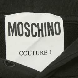 Pre Owned Moschino Couture Black Logo Print Cotton Oversized Hoodie S