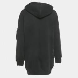 Pre Owned Moschino Couture Black Logo Print Cotton Oversized Hoodie S