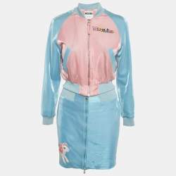 Pre Owned Moschino Couture Pink Lamé Unicorn Applique Set S