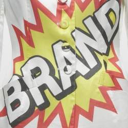 مملوكة مسبقًا Moschino Couture White Brand Print Cotton Blend Blazer M