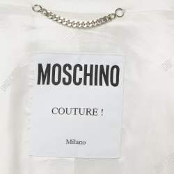 مملوكة مسبقًا Moschino Couture White Brand Print Cotton Blend Blazer M